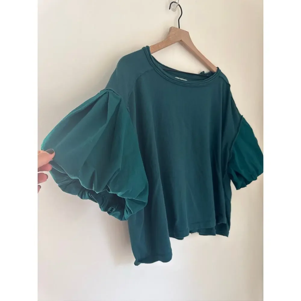 We The Free Blossom Tee 100% Cotton Puff Sleeve Top - Medium - Picture 2 of 8